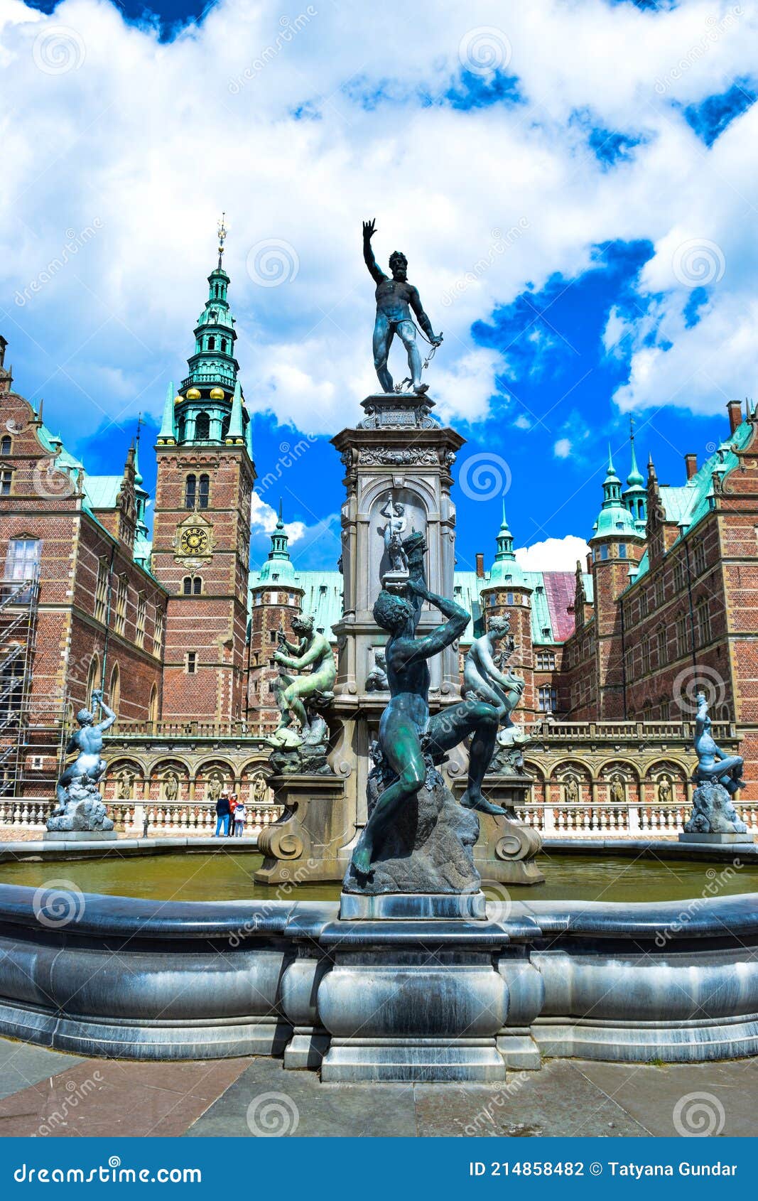 Sea God Neptune Fountain in Hillerod, Denmark Editorial Photography - Image ancient, blue: 214858482