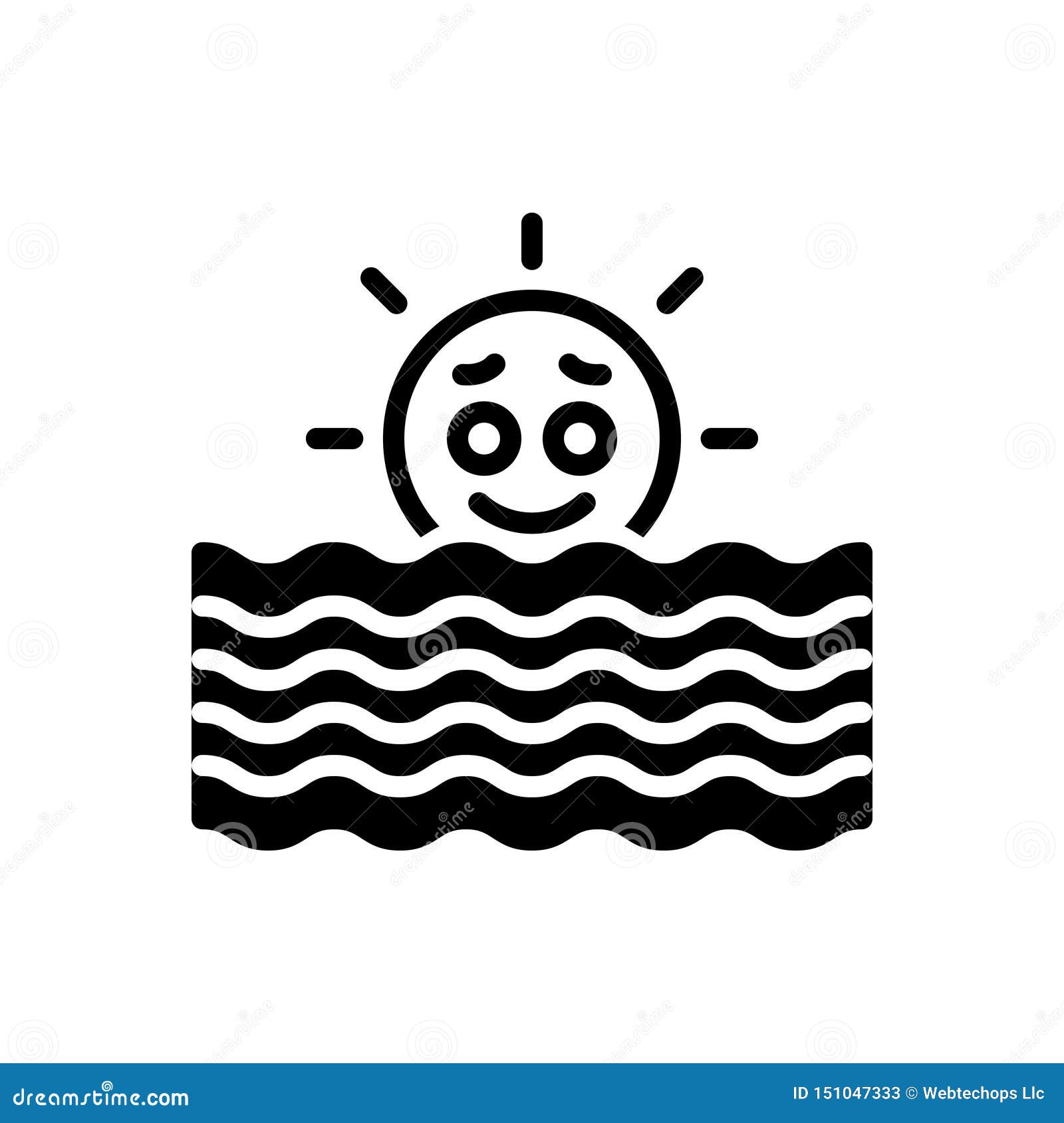 black solid icon for sea, ocean and briny