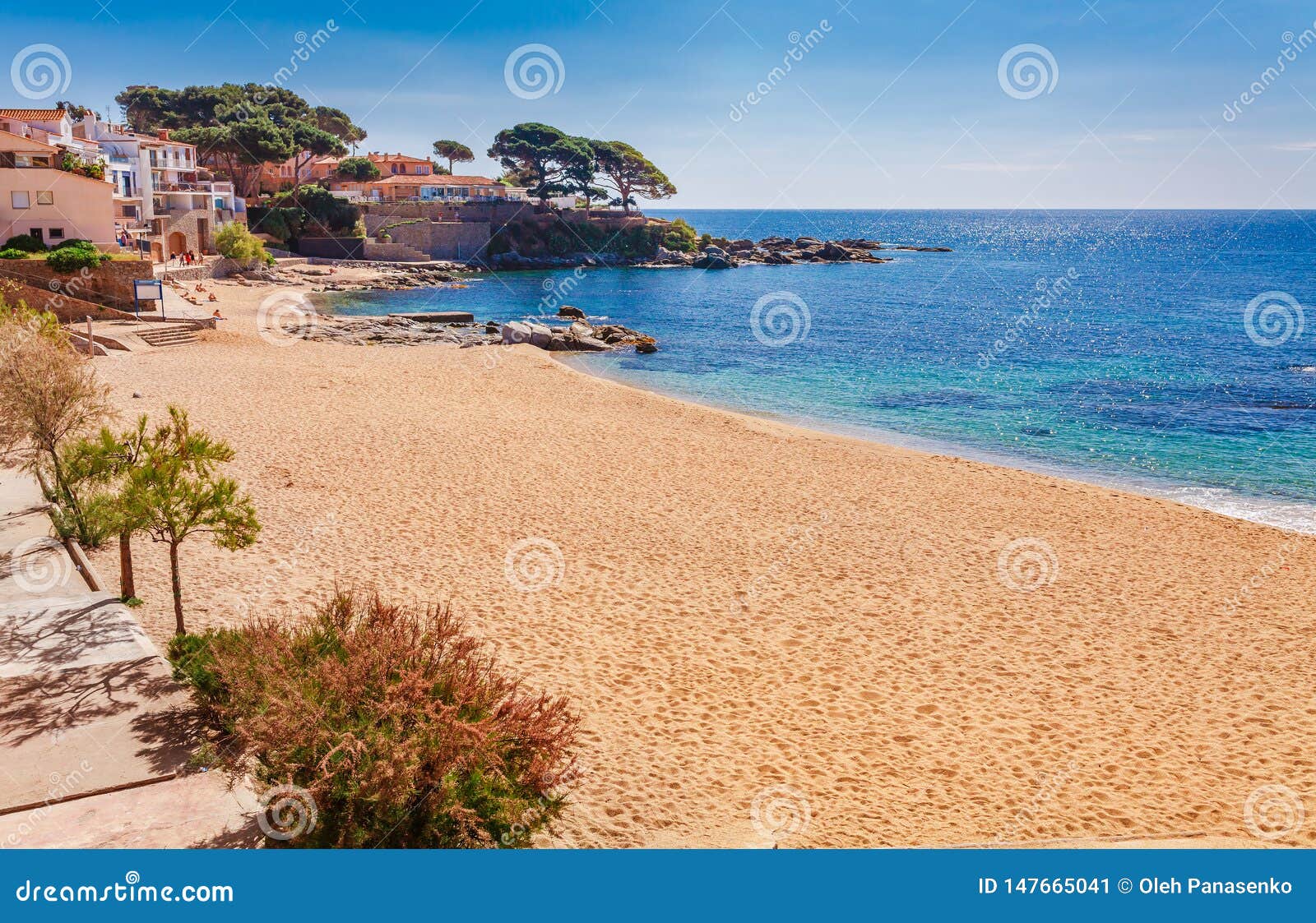 sea landscape with calella de palafrugell, catalonia, spain near of barcelona. scenic fisherman village with nice sand beach and