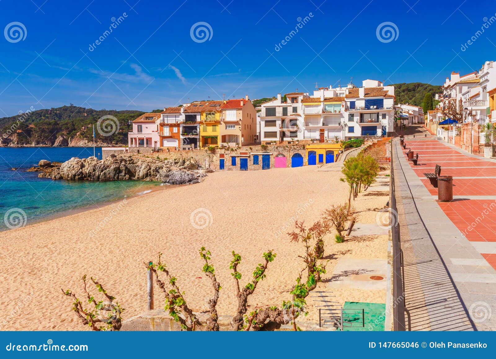 sea landscape with calella de palafrugell, catalonia, spain near of barcelona. scenic fisherman village with nice sand beach and