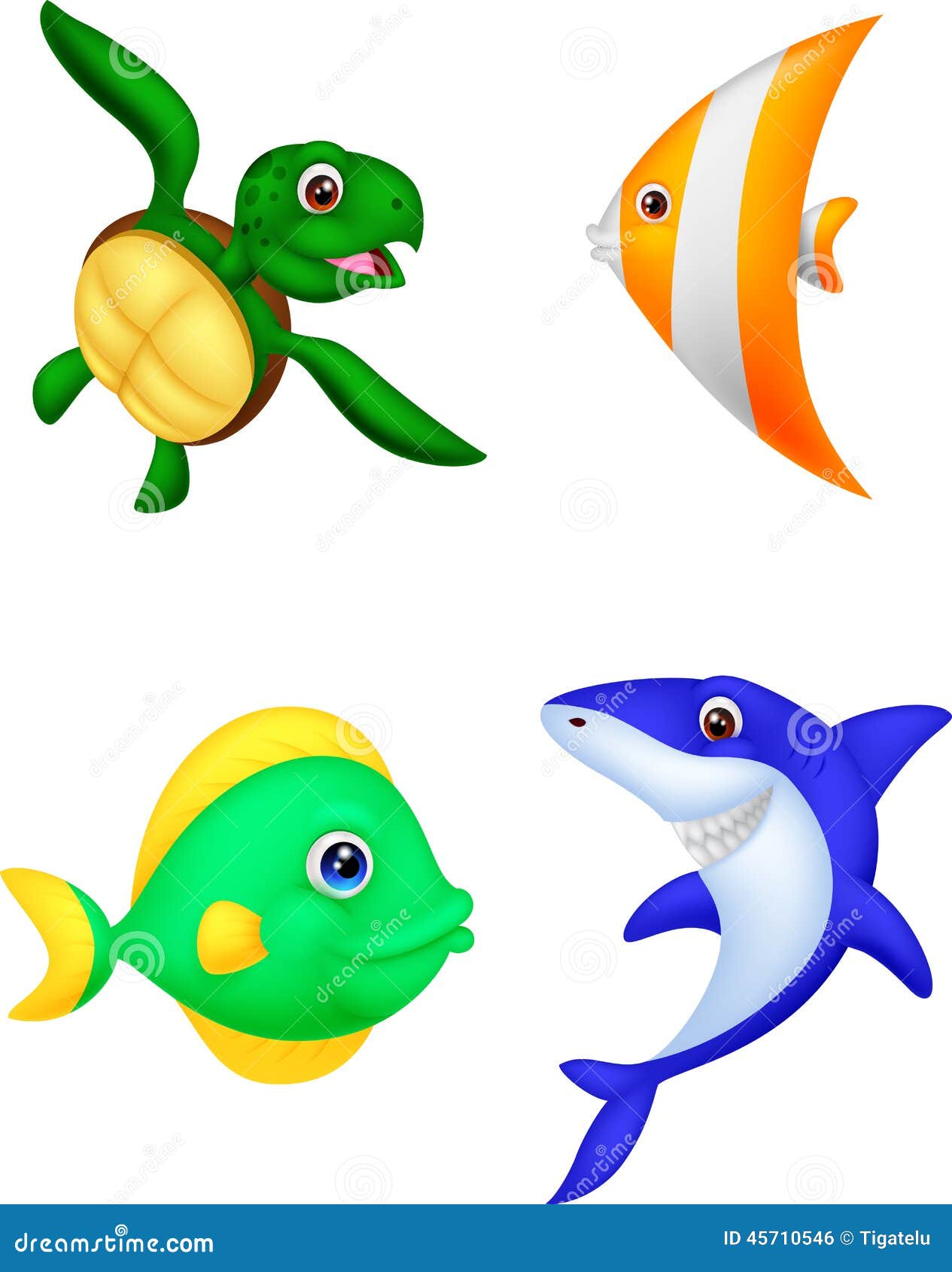 Sea life cartoon set stock vector. Illustration of animal - 45710546