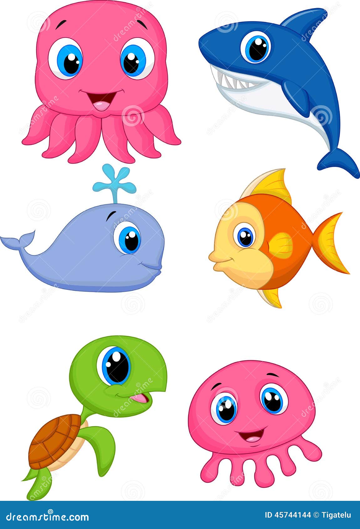 Sea Life Cartoon Set Stock Vector - Image: 45744144