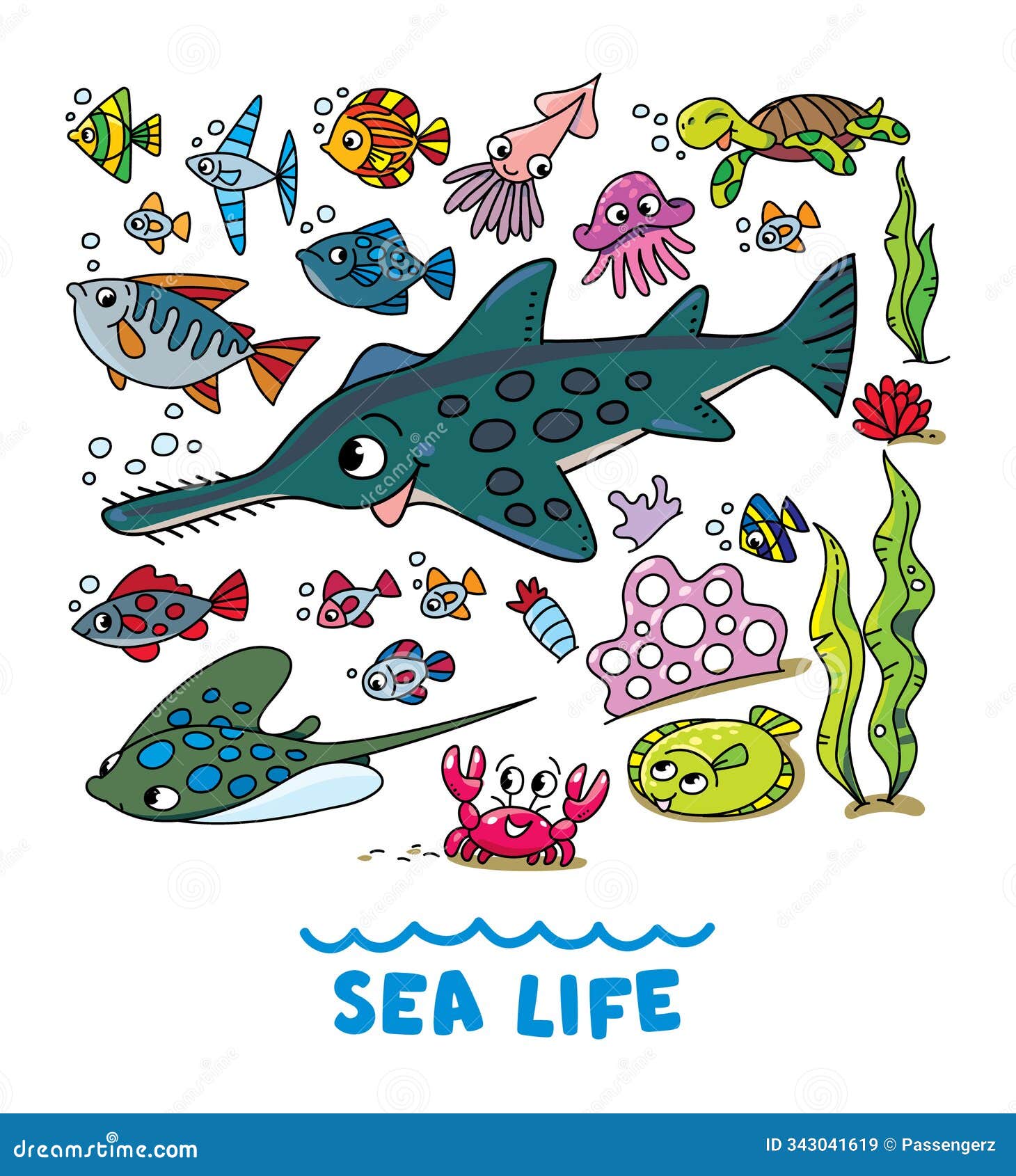 sea theme. sawfish kids   set