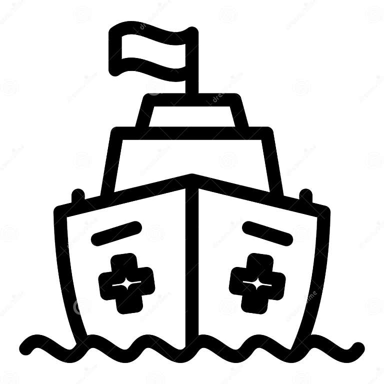 Sea Lifeboat Icon, Outline Style Stock Vector - Illustration of ...