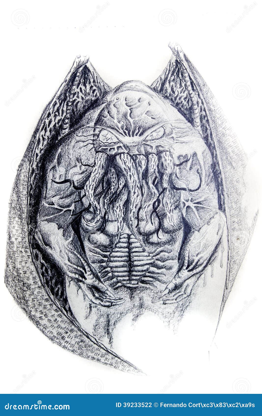 Sea Monster, Octopus, Tattoo Sketch Illustration Stock ...
