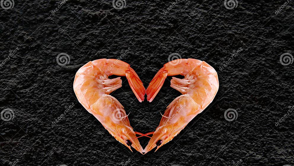 Sea Products, Heart Shaped Shrimp, Stock Image - Image of lobster