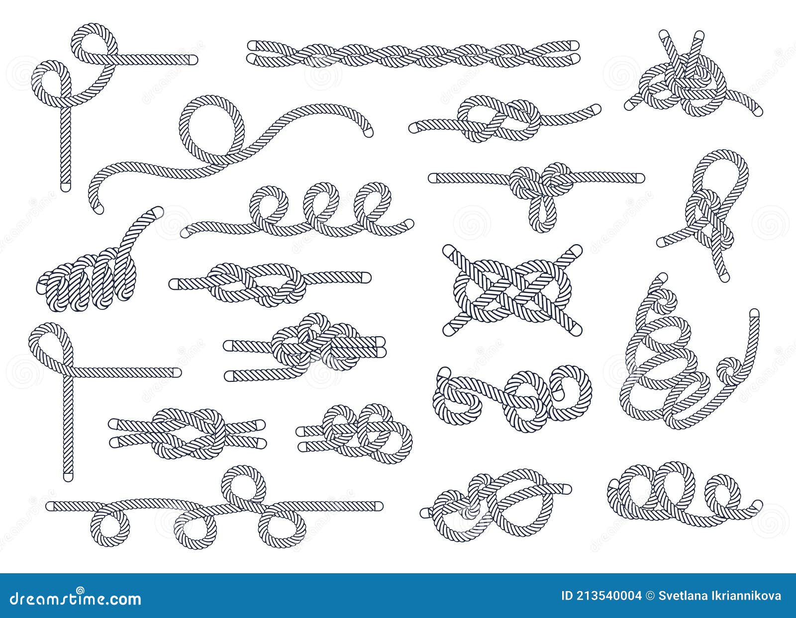 Sea Rope Knots and Loops Set. Marine Rope and Sailors Ship Knot, Cord  Sailor Borders, Knot Sail, Package Rope, Looped String Stock Vector -  Illustration of lasso, element: 213540004