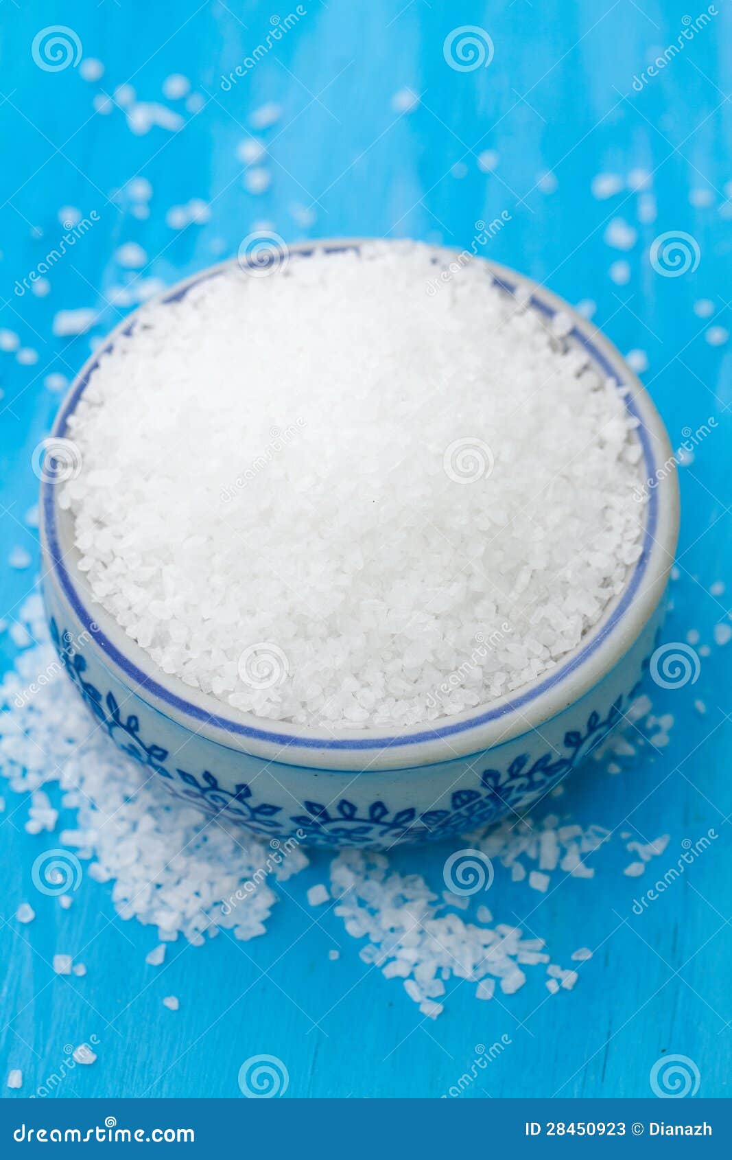 Sea salt on blue stock image. Image of flavour, home 28450923