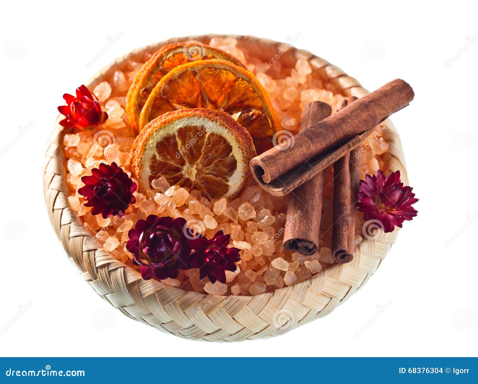 Sea Salt with Dried Oranges and Cinnamon Sticks Stock Photo Image of