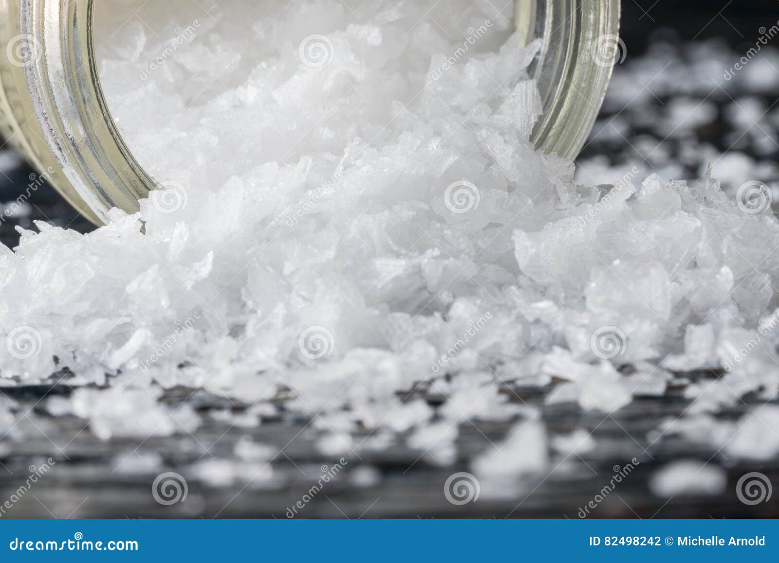 Sea Salt Flakes Spilled from a Spice Jar Stock Photo Image of spice