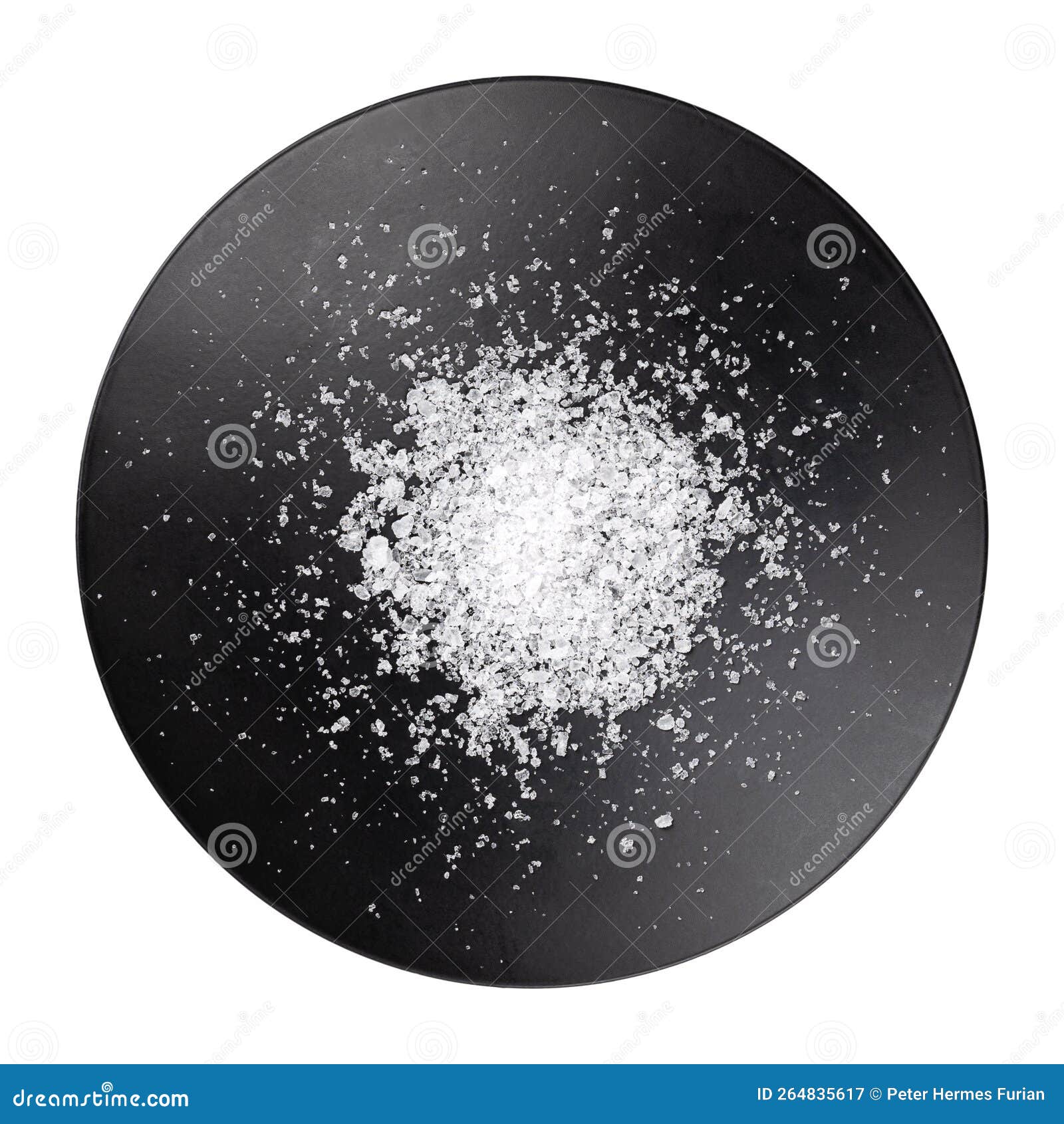 sea salt, fleur de sel, flor de sal, in a flat black bowl