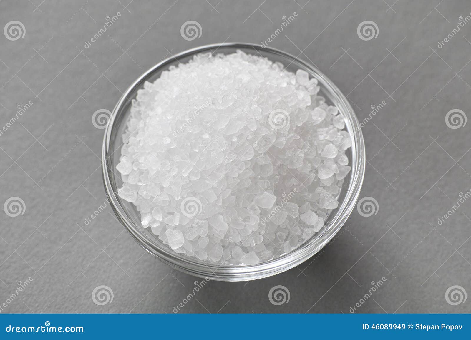 Sea salt in a glass bowl stock image. Image of salt, horizontal 46089949