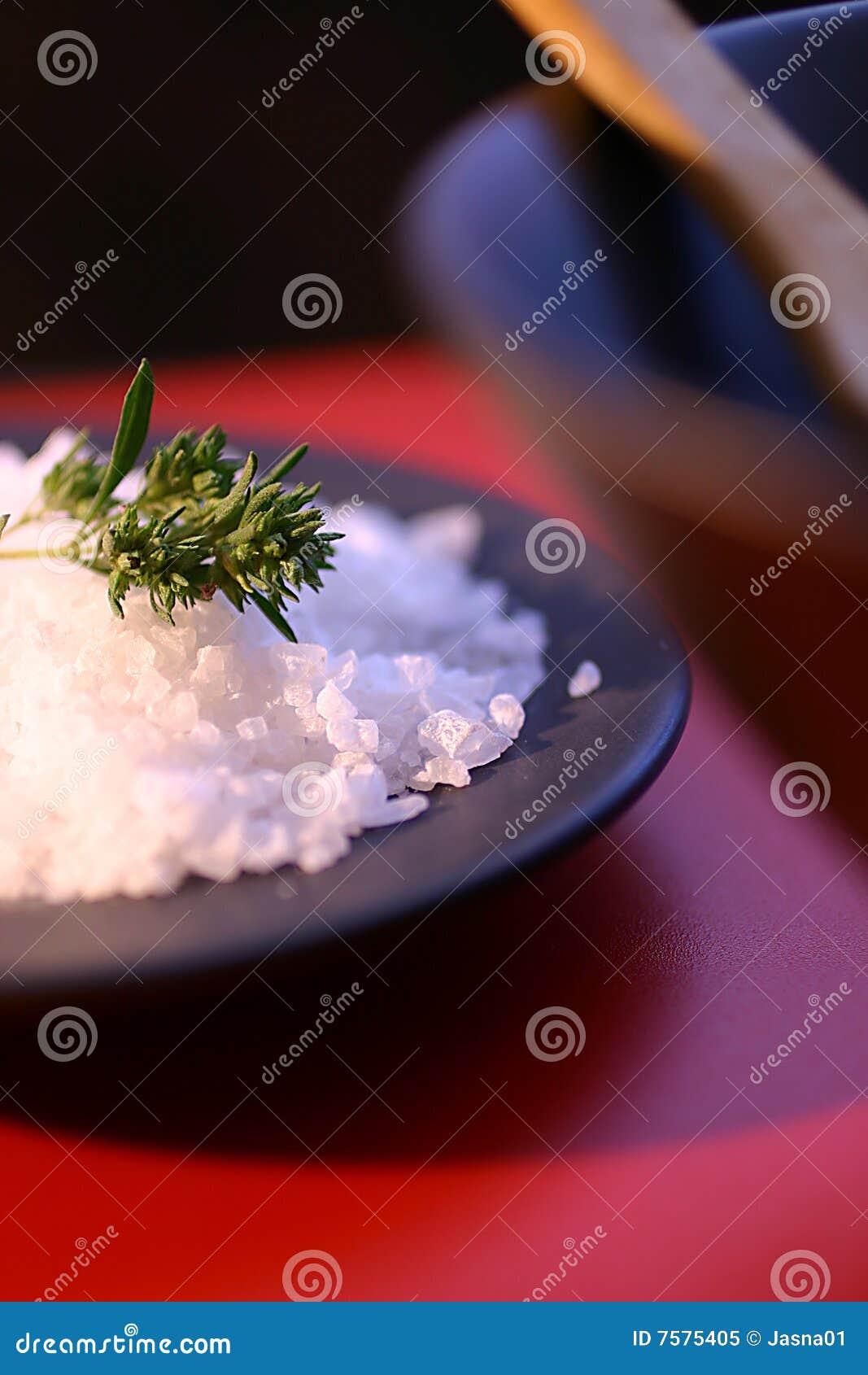 Sea Salt with Herbs on Ceramic Plate Stock Image Image of dishes
