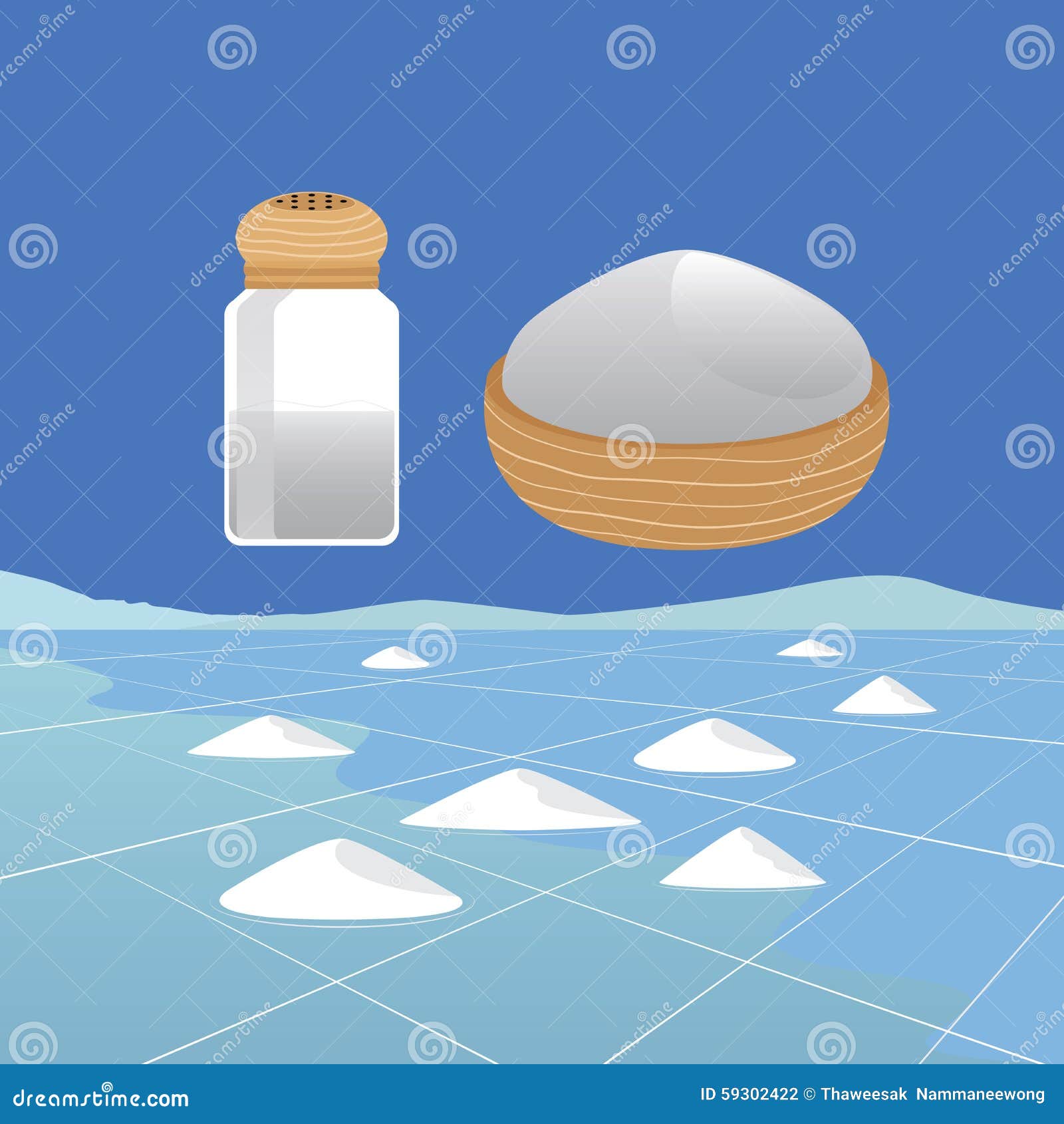 Sea Salt Ingredient and Saline Landscape Stock Vector Illustration of