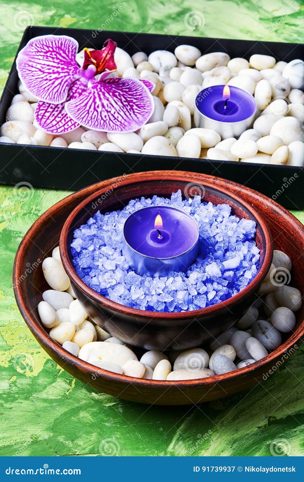 Sea salt and orchid stock image. Image of relaxation 91739937