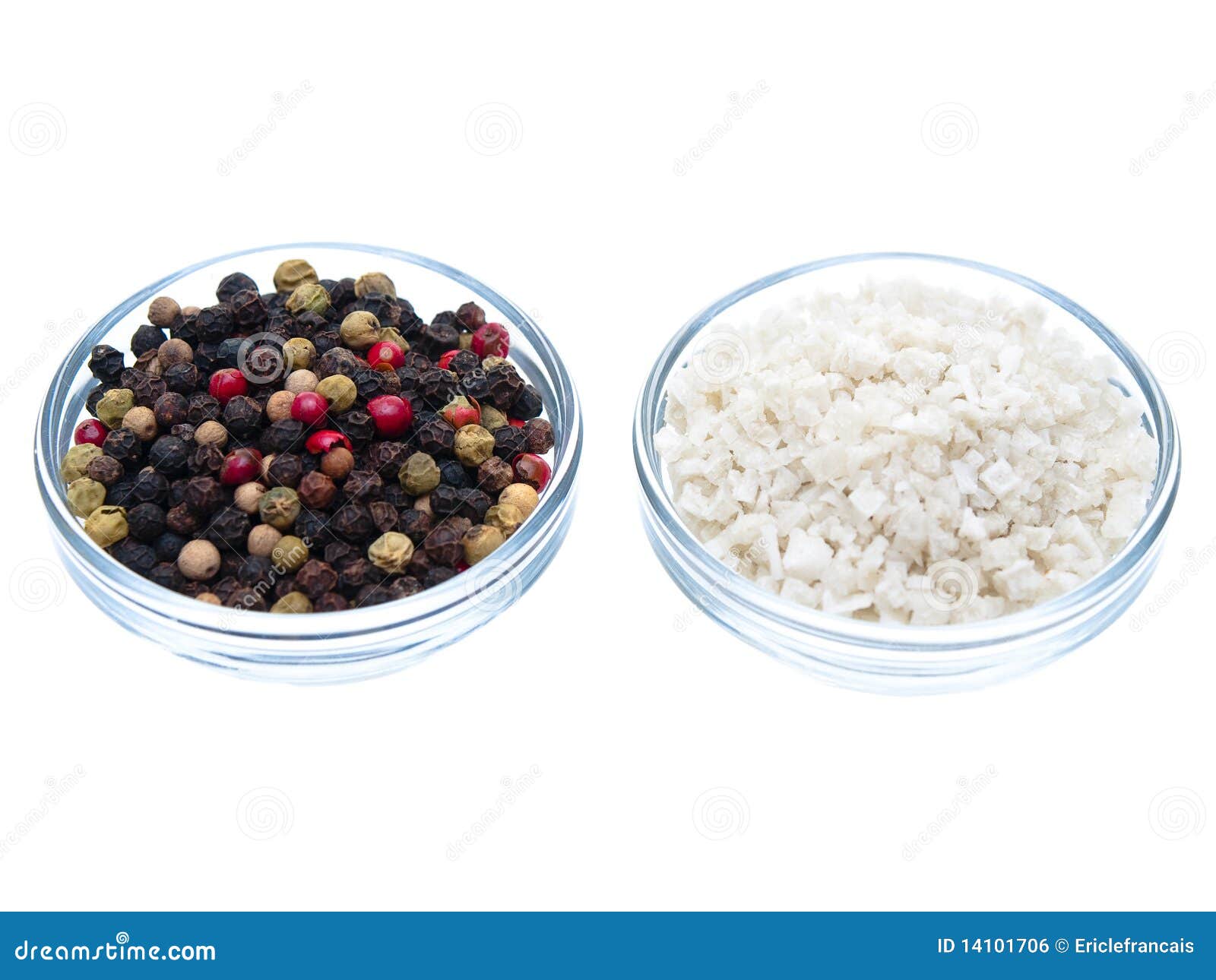 Sea Salt and Pepper Side by Side Stock Photo Image of background