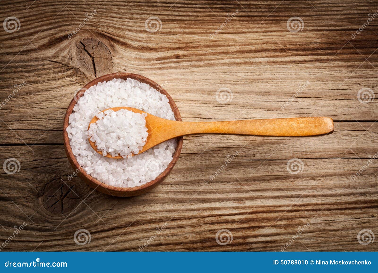 sea salt in a spoon and bowl