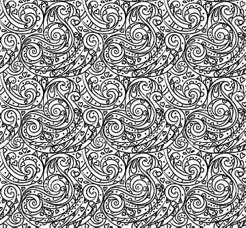 Sea Seamless Pattern, Black and White Wave . Adult Coloring Pages Stock ...