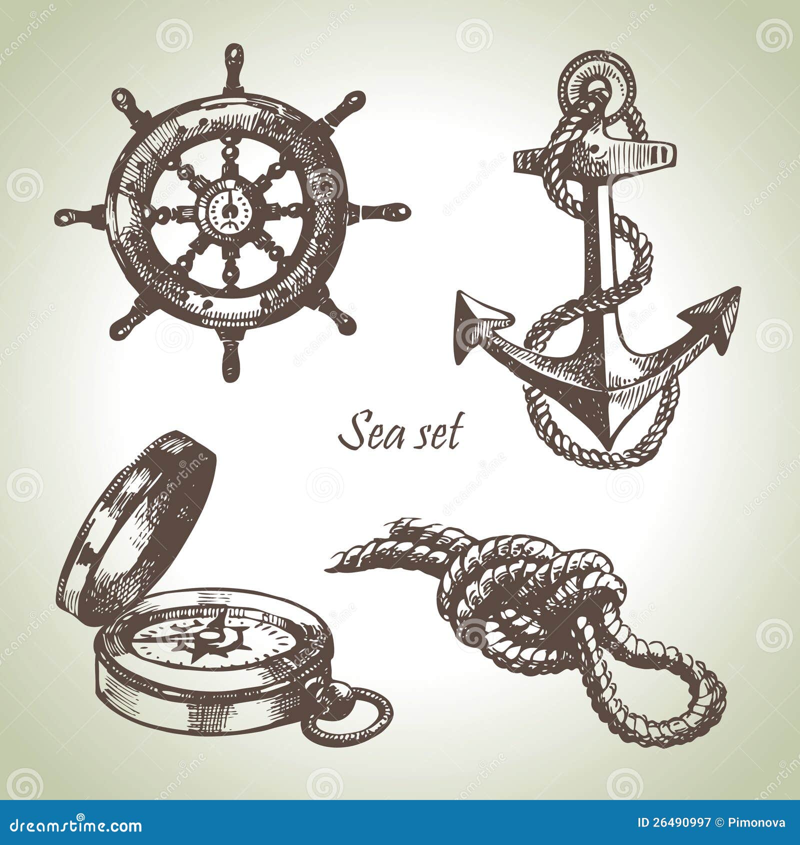 Sea Set of Nautical Design Elements Stock Vector Illustration of