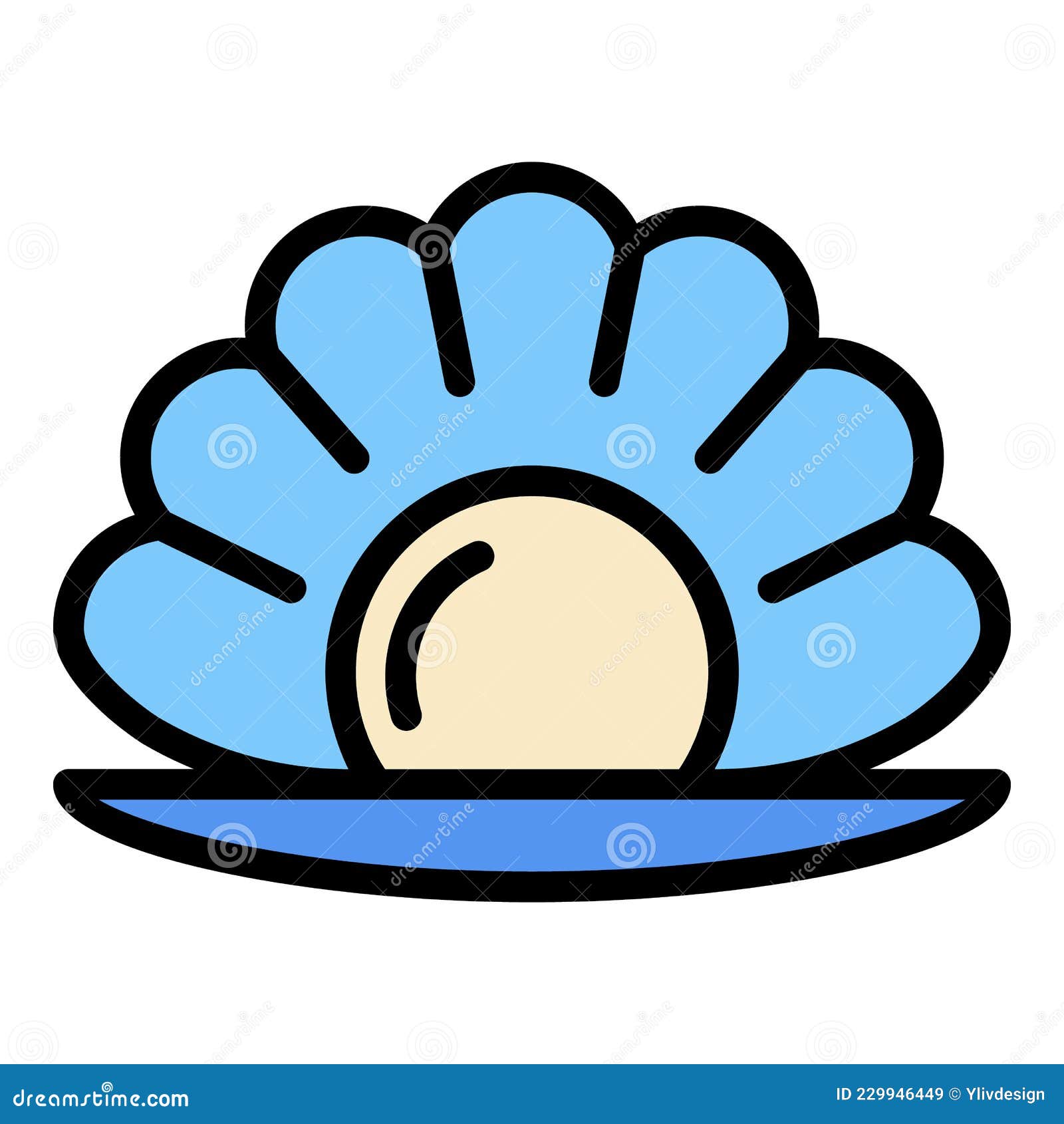 Sea Shell Pearl Icon Color Outline Vector Stock Vector - Illustration