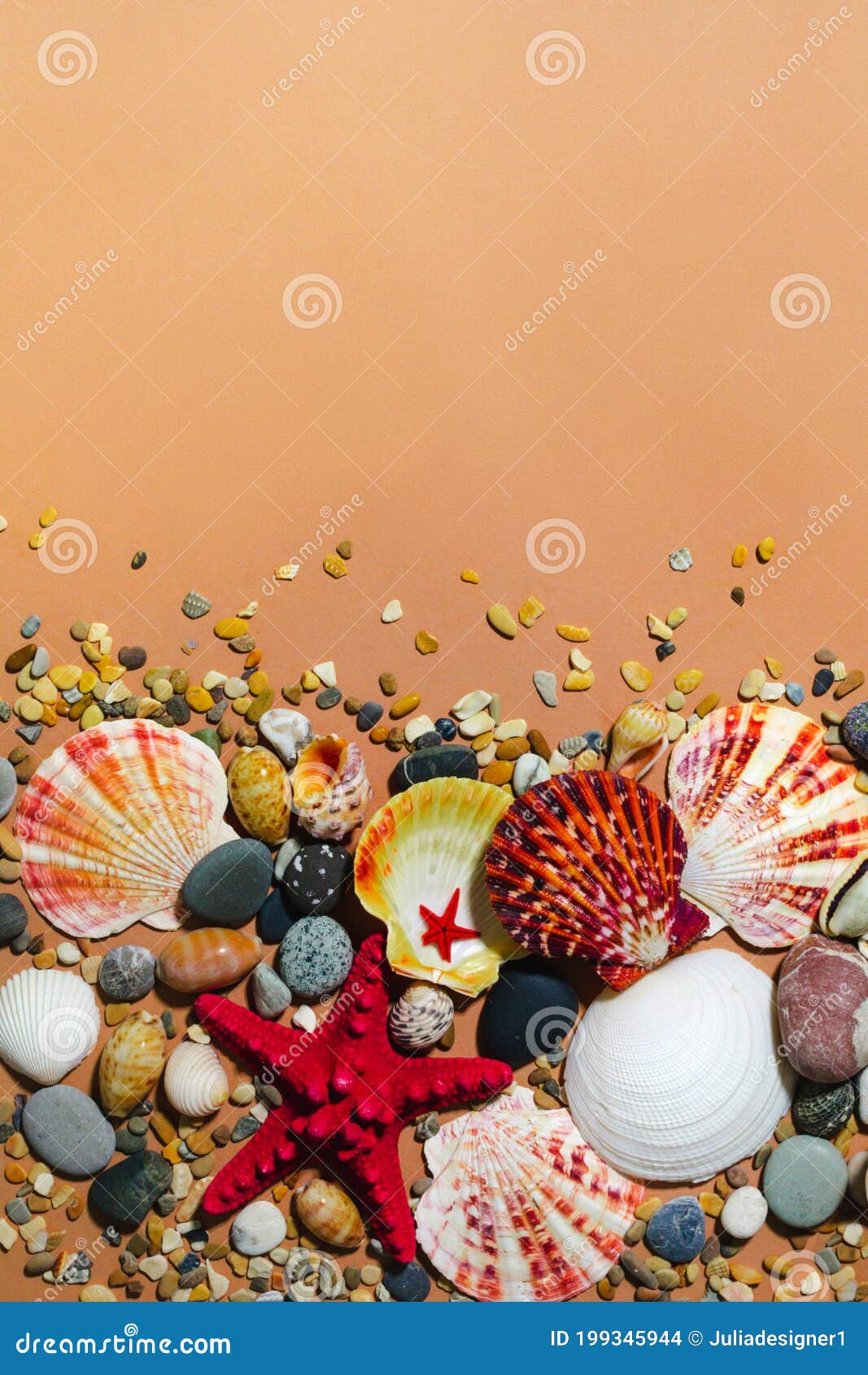 Sea Shells and Sand Wallpaper. Summer Border Top View on Beige with Copy  Space. Banner, Card, Stationery Clipart Stock Photo - Image of mockup,  card: 199345944