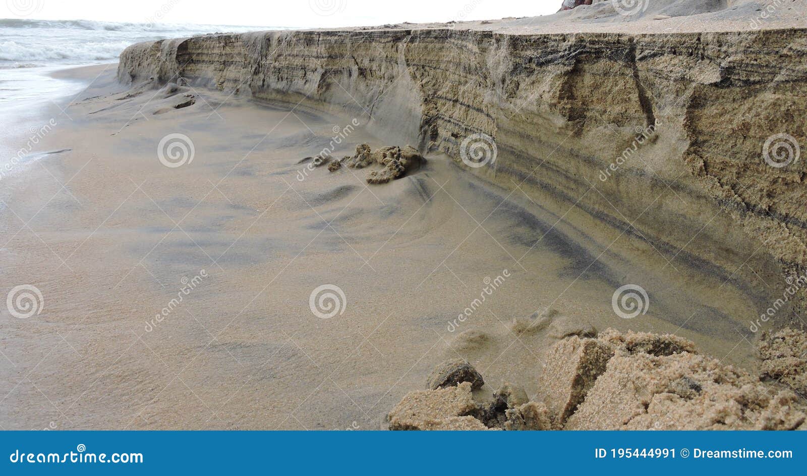 sea side sand cutting on water