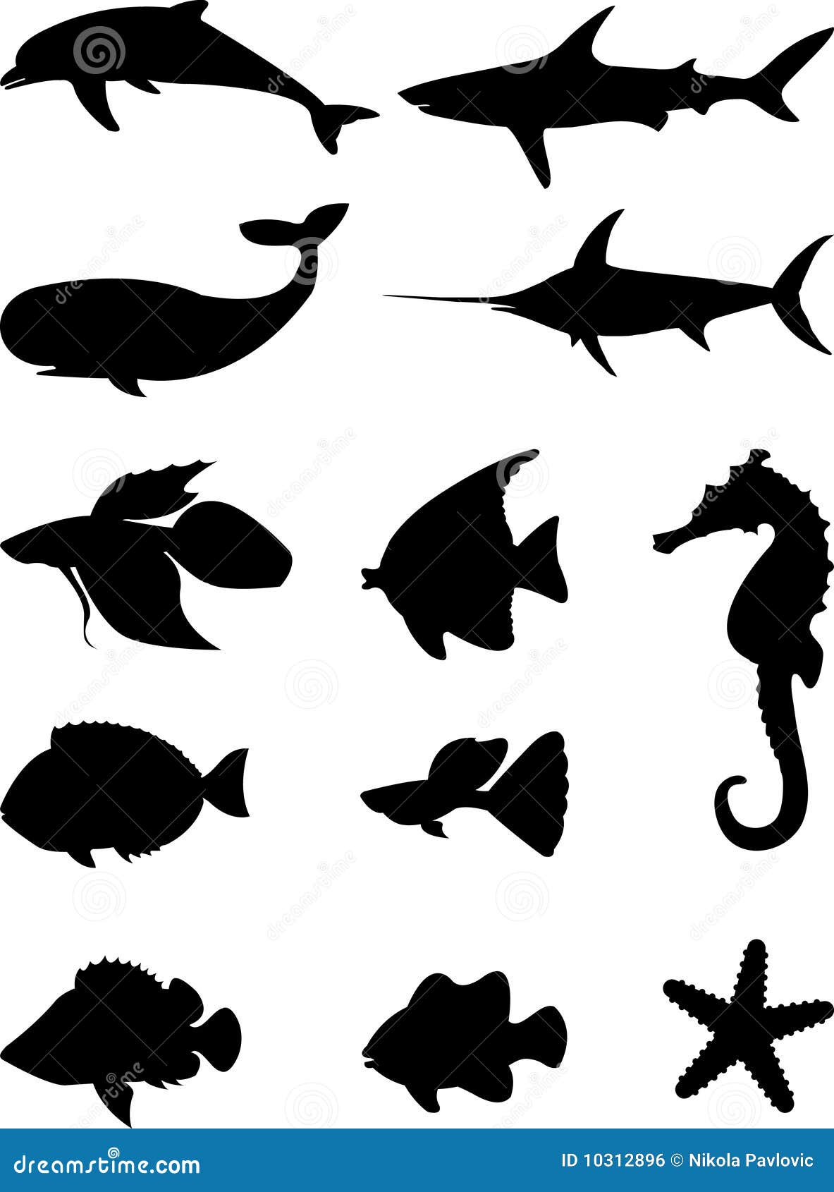 Download Sea silhouettes stock vector. Illustration of shark ...