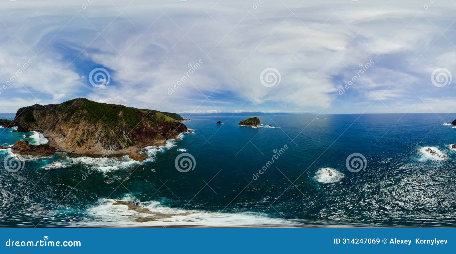 seascape with tropical island. philippines. virtual reality 360.