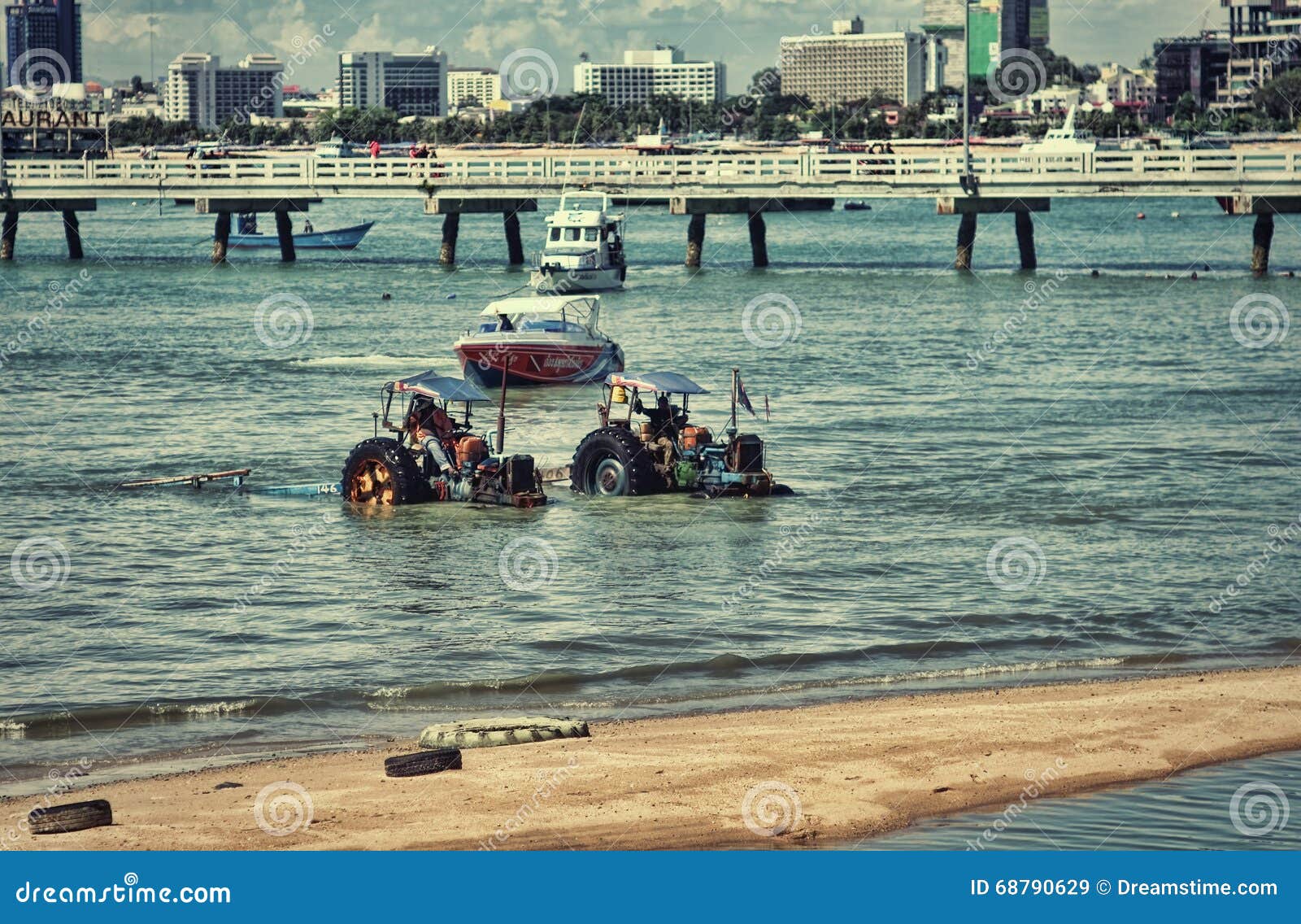 Sea tractors editorial stock image. Image of beach, banampur - 68790629