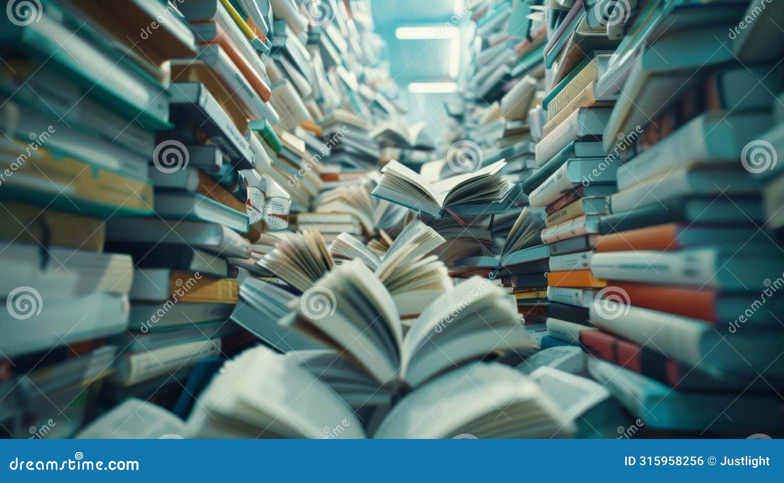 a sea of unfocused textbooks and workbooks izing the extensive and diverse education that is available. this image