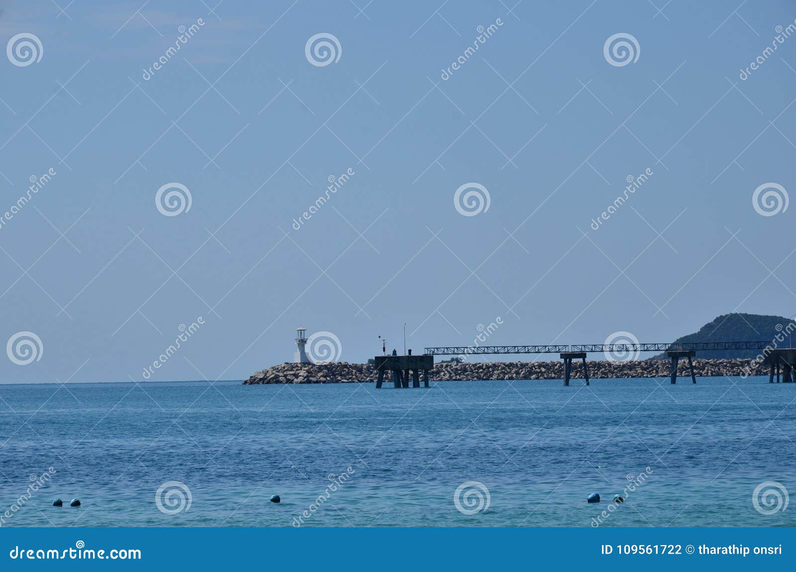 Sea View and Harbor on Bright Sky Days Sea View with White Sand Beach ...