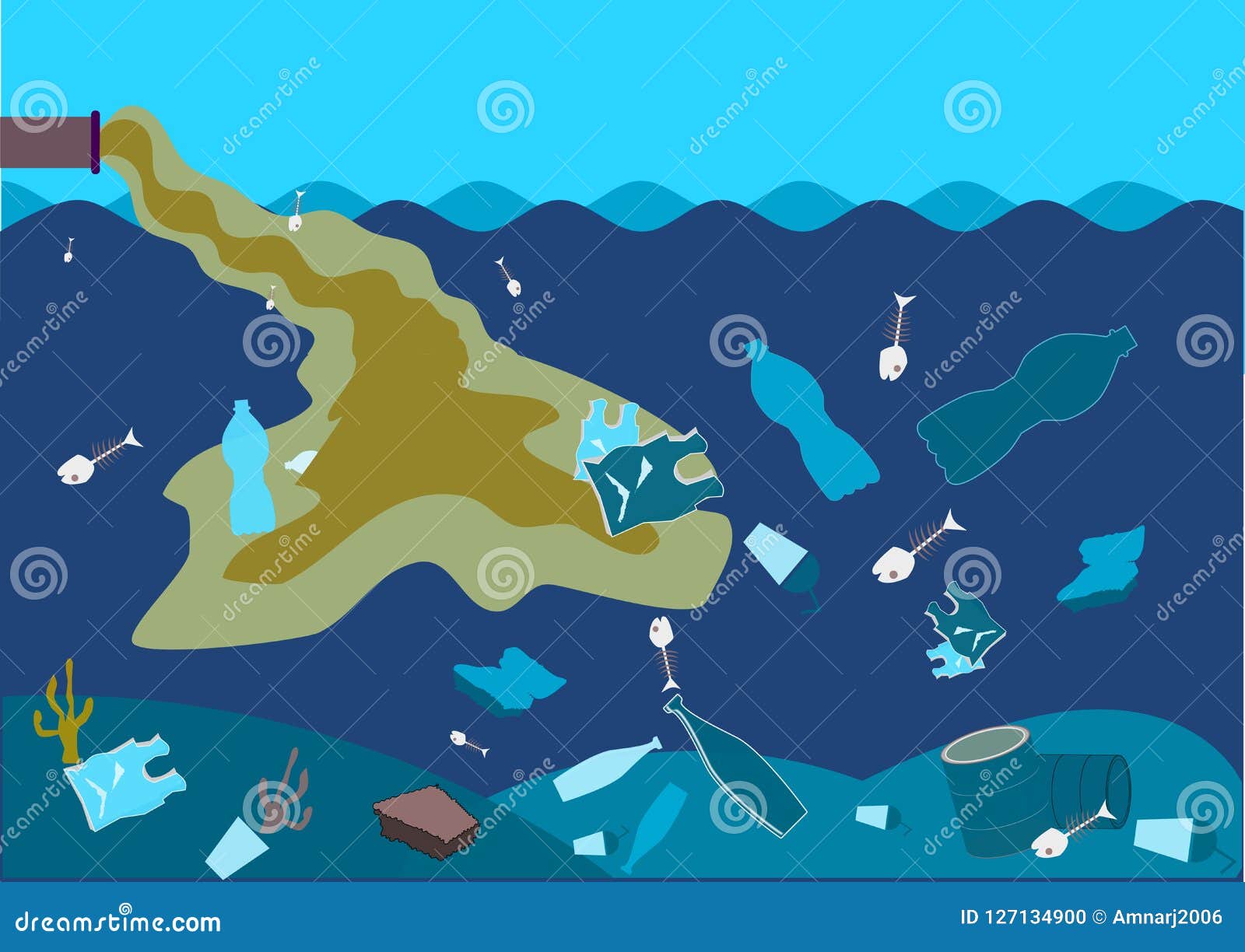 Sea Waste from Industry .Illustration Stock Illustration - Illustration ...