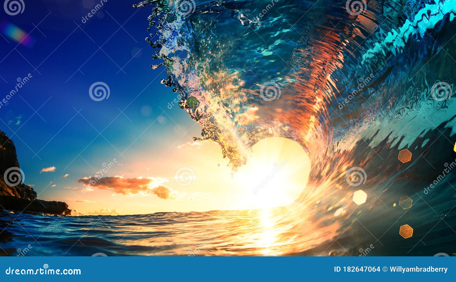 sunset ocean wave surfing crest