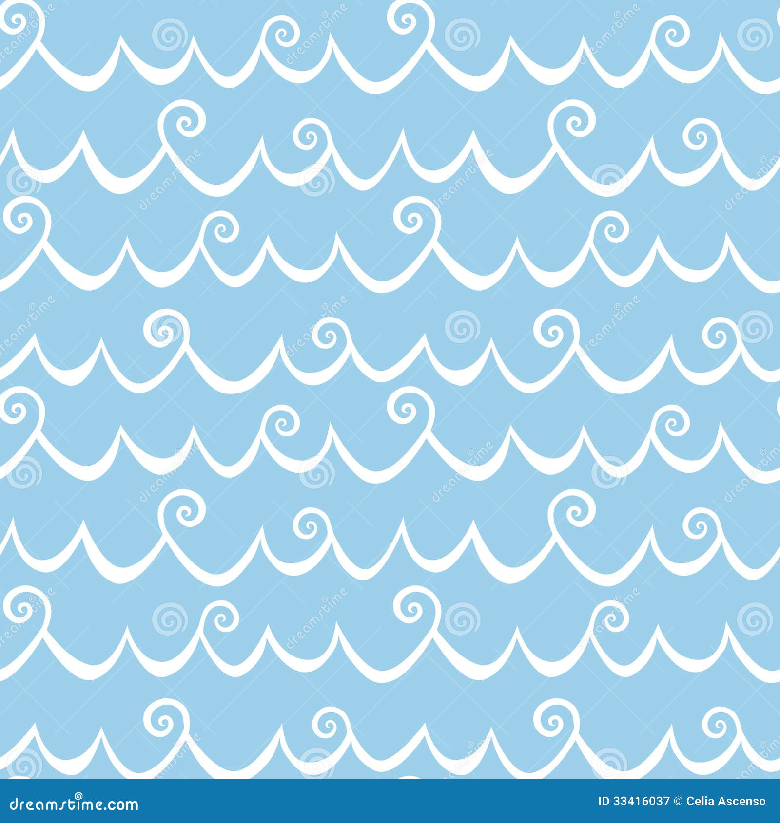sea waves with curls seamless background