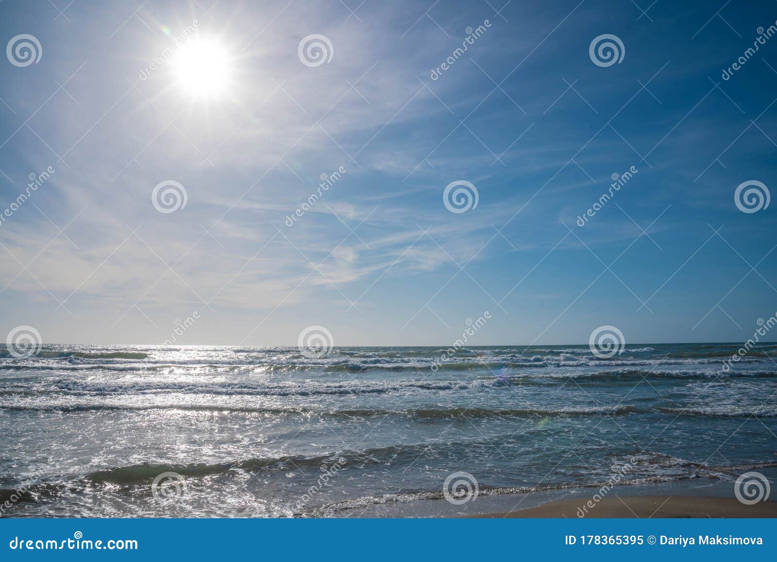sea, waves and sand on the beach of paso oscuro in lazio in italy