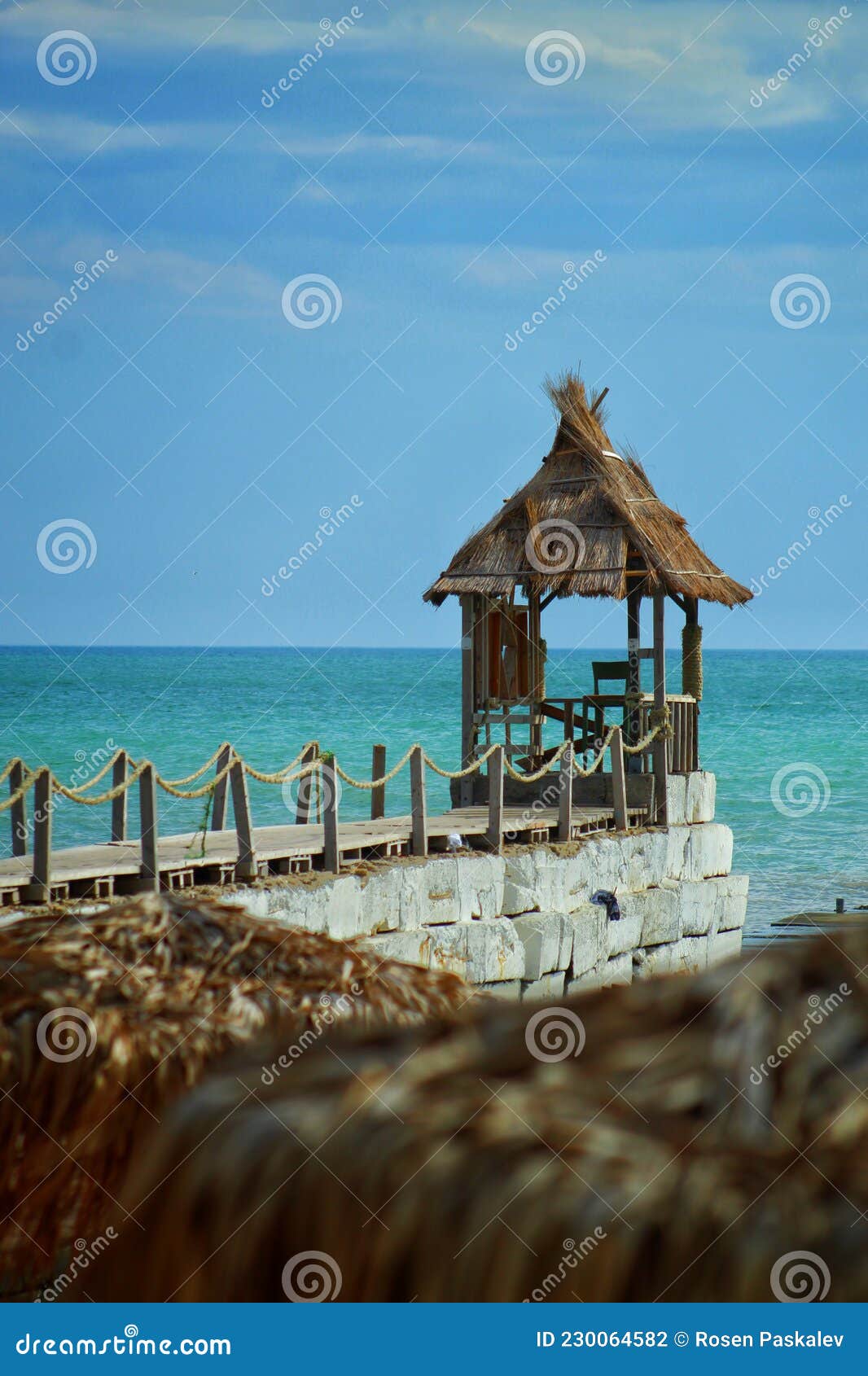 Sea wood house relaxing stock photo. Image of horizon 230064582