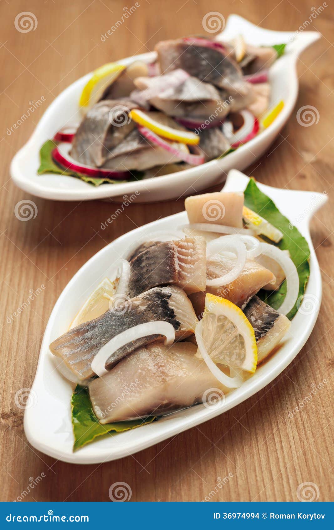 Seafood Appetizer Herring Fillet Stock Photo Image of green, organic
