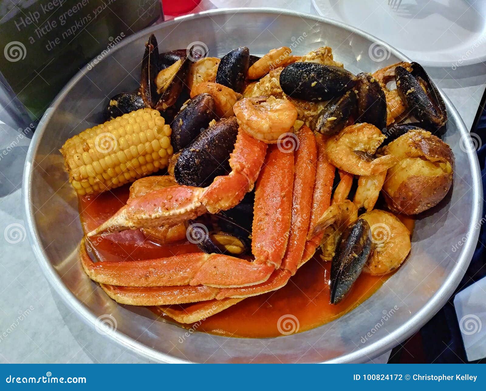 Seafood Boil Crab Legs Shrimp And Mussels RoyaltyFree Stock Image