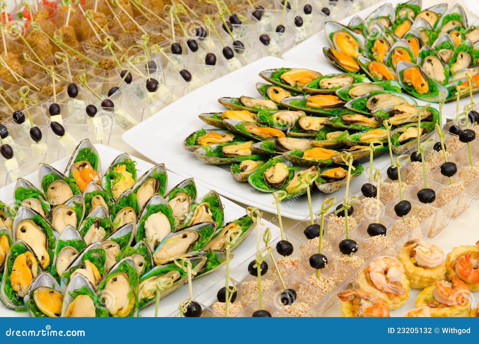 Seafood buffet stock photo. Image of canape, fish, prawn - 23205132