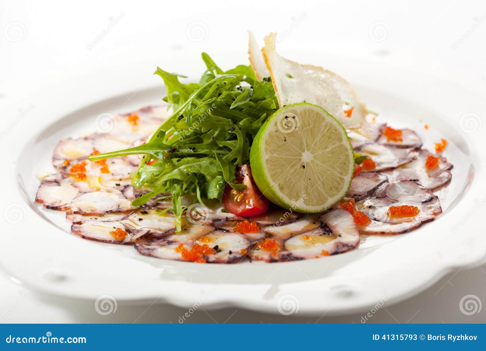 Seafood Carpaccio stock image. Image of orange, cuts 41315793
