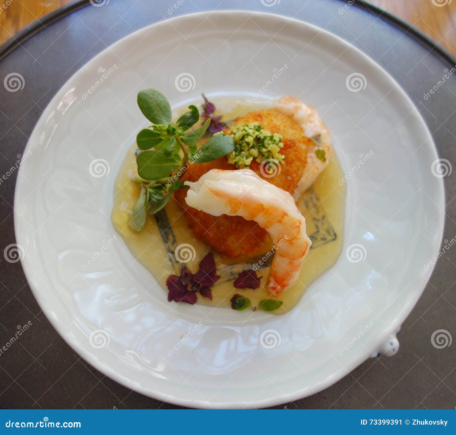 Seafood Dish Served In Gourmet Restaurant Stock Image ...