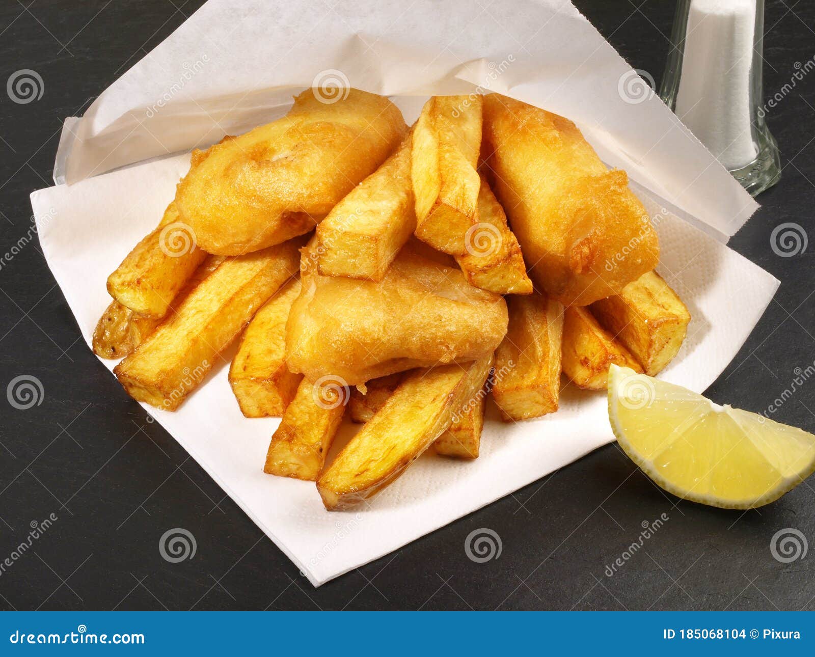Seafood Fish and Chips stock photo. Image of english 185068104