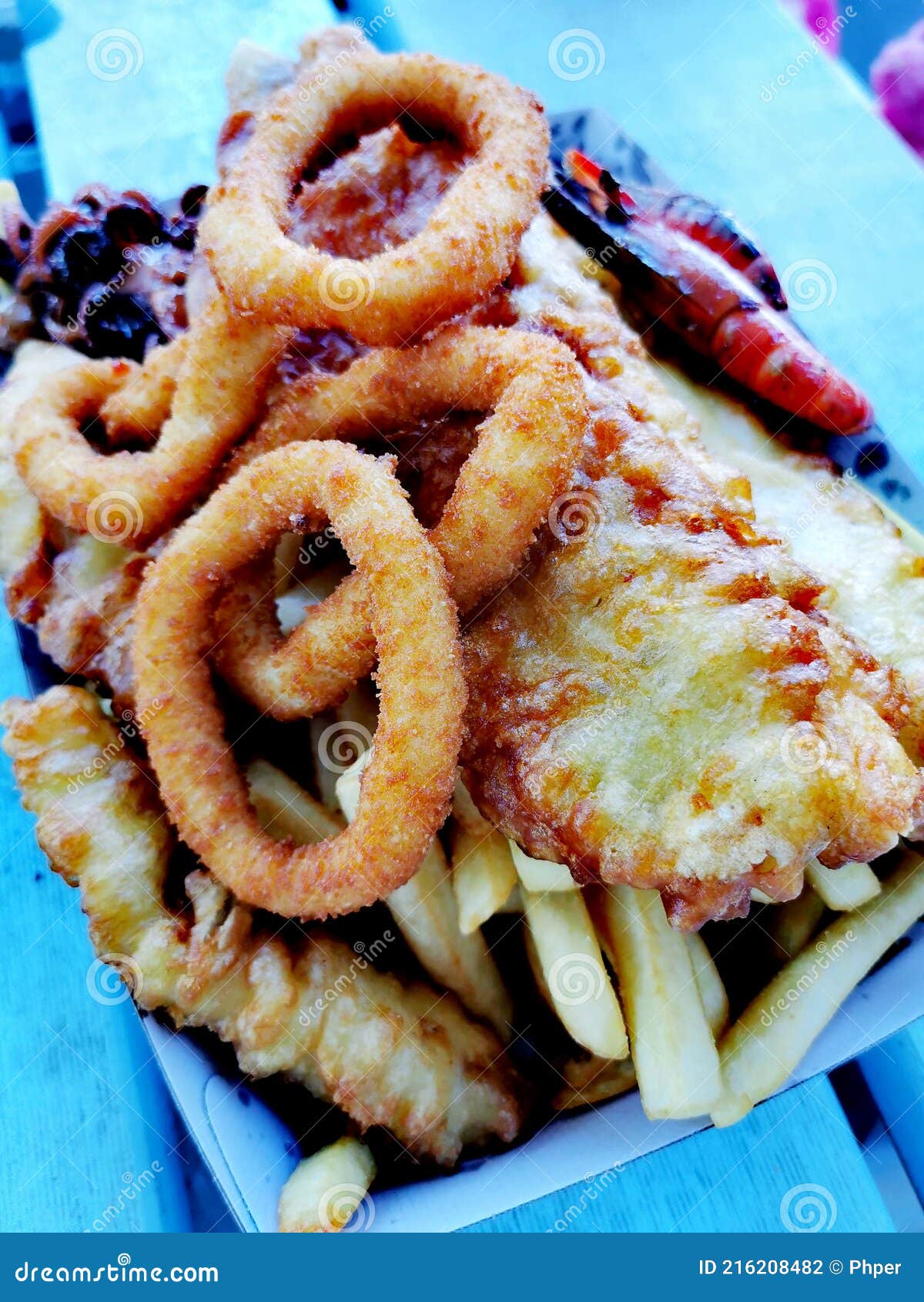 Seafood Fish and Chips on a Plate Stock Photo Image of breakfast