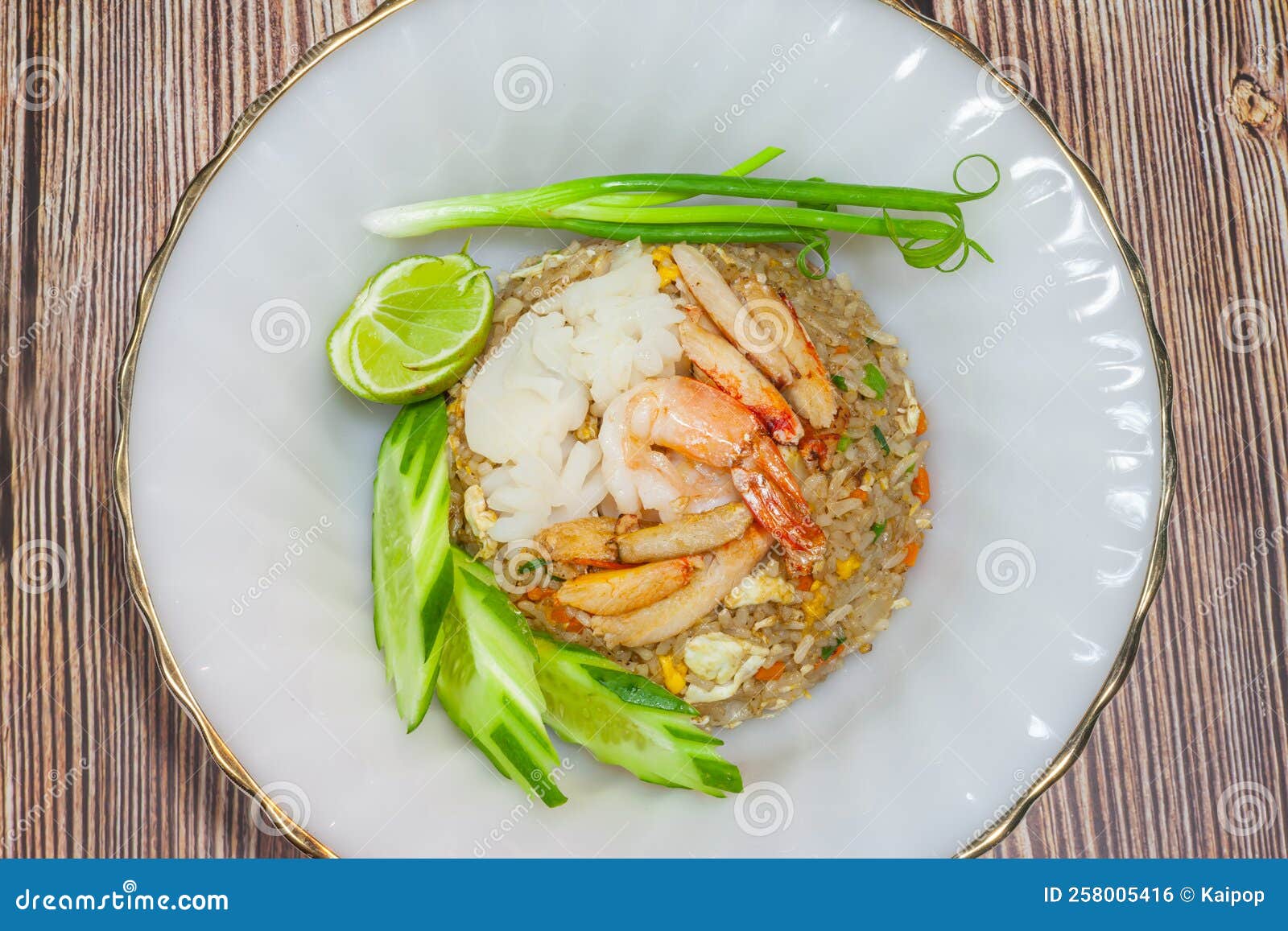 Seafood Fried Rice,Fried Rice ,thai Cuisine Stock Photo - Image of