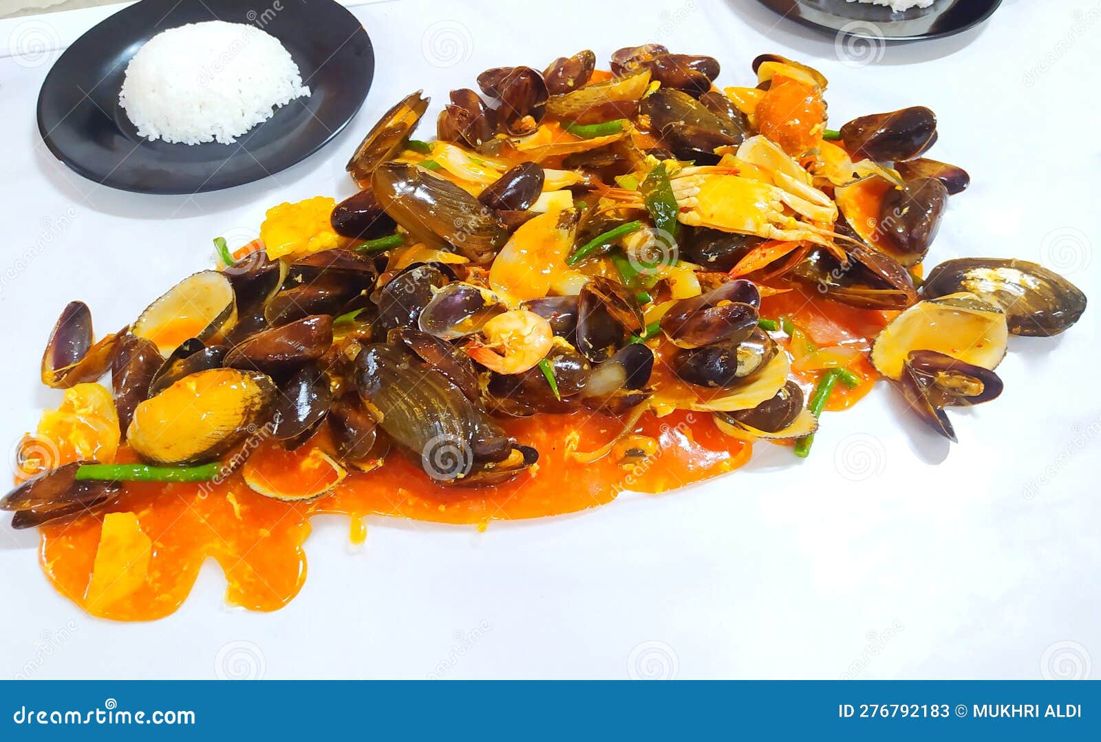 Seafood with Hot Sauce on the Table Stock Image Image of seafood