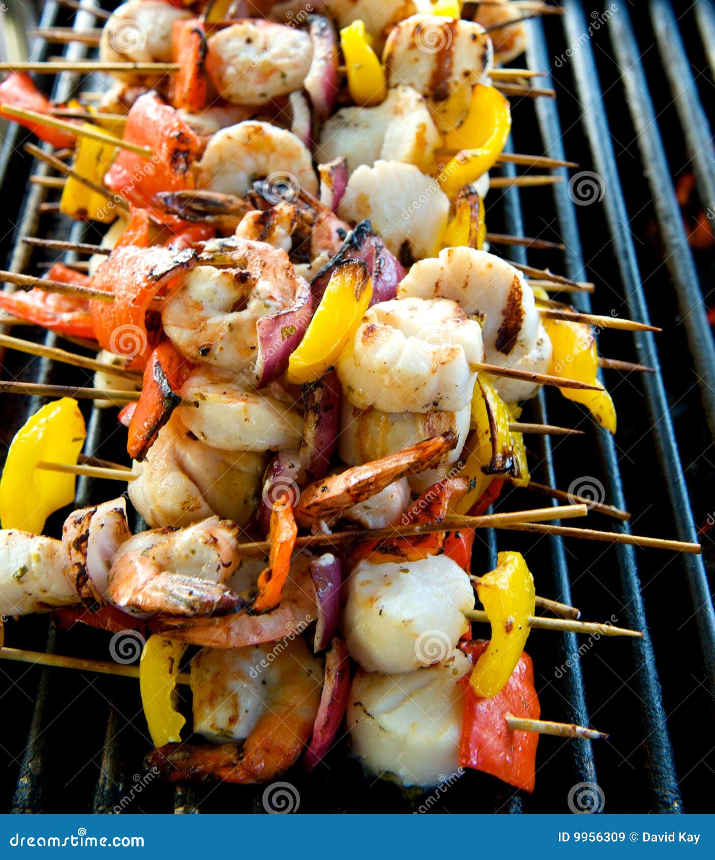 Seafood Kabobs stock image. Image of cooked, scallops 9956309