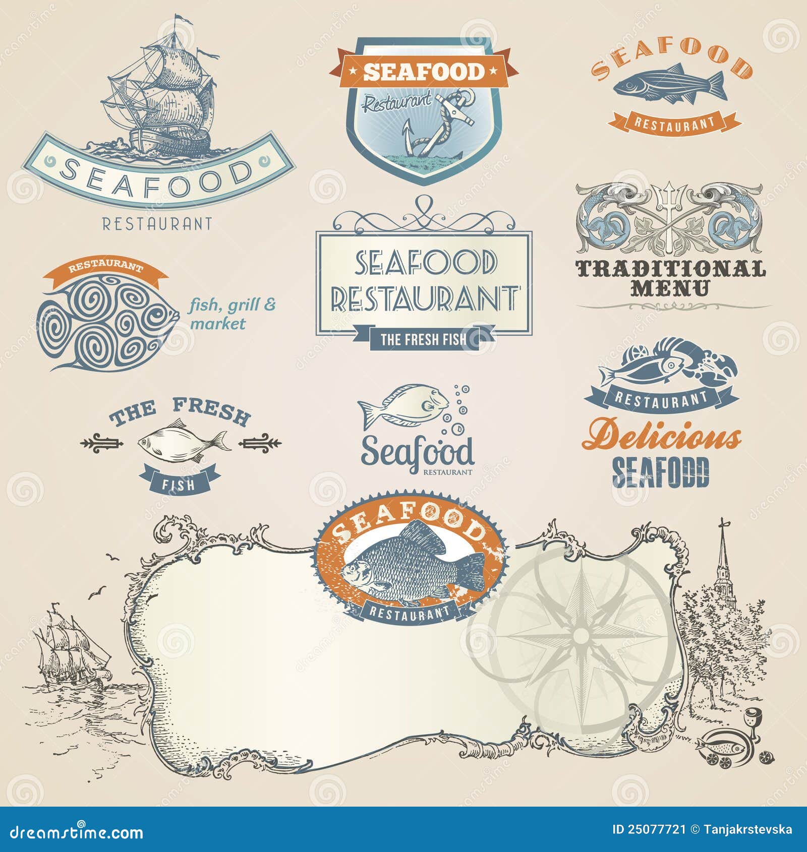 More similar stock images of ` Seafood labels and elements `