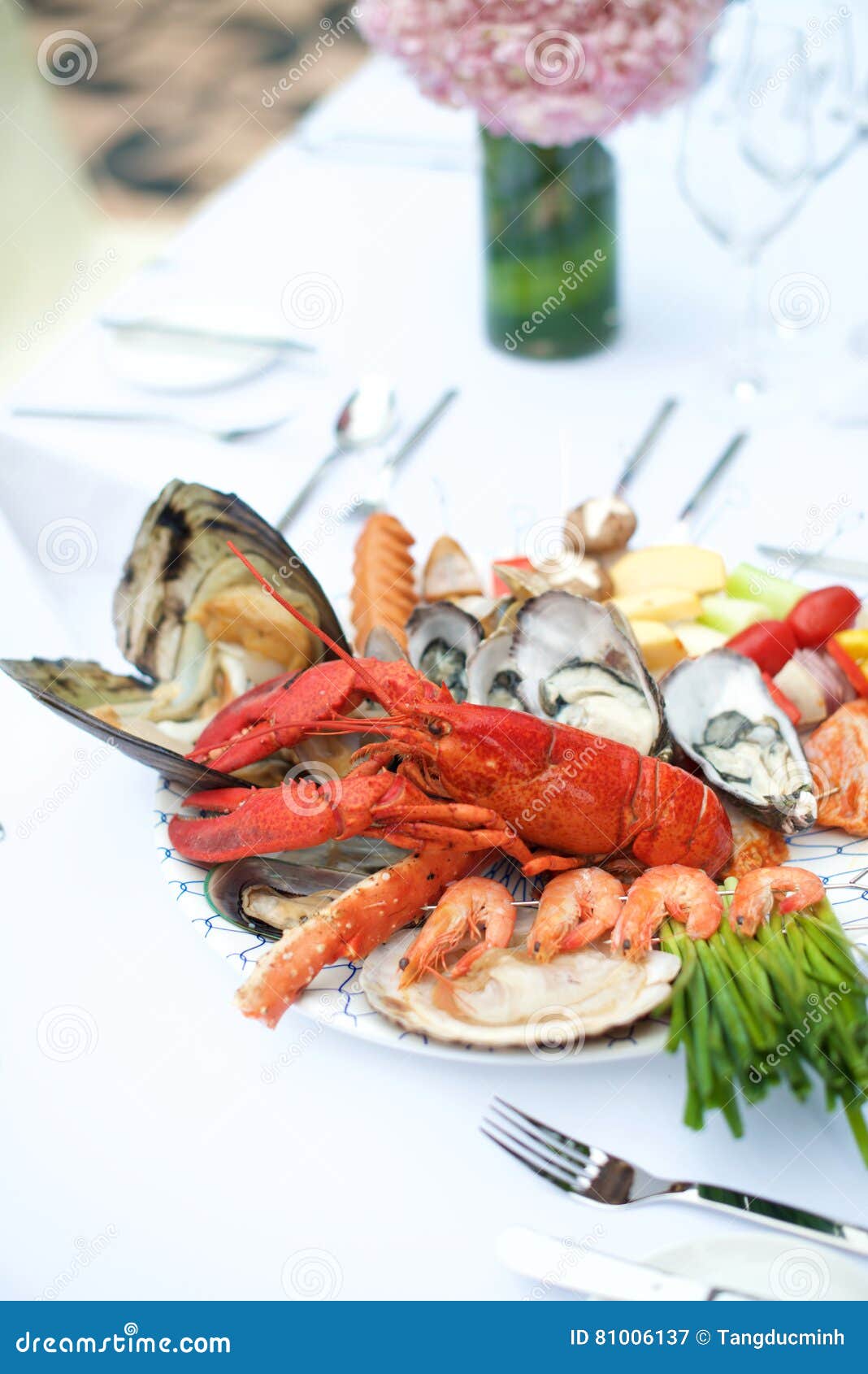 Seafood Lobster Dinner on Table Stock Image Image of large, market