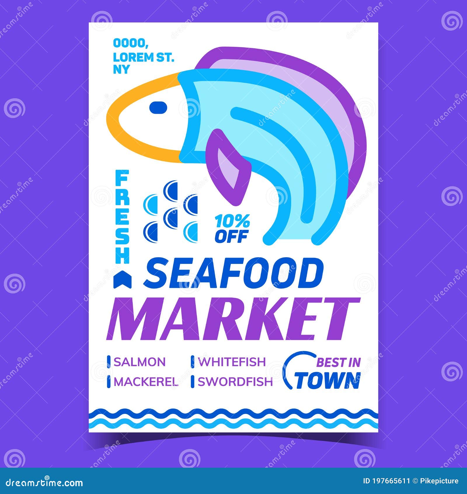 Seafood Market Creative Advertising Banner Vector Stock Vector ...