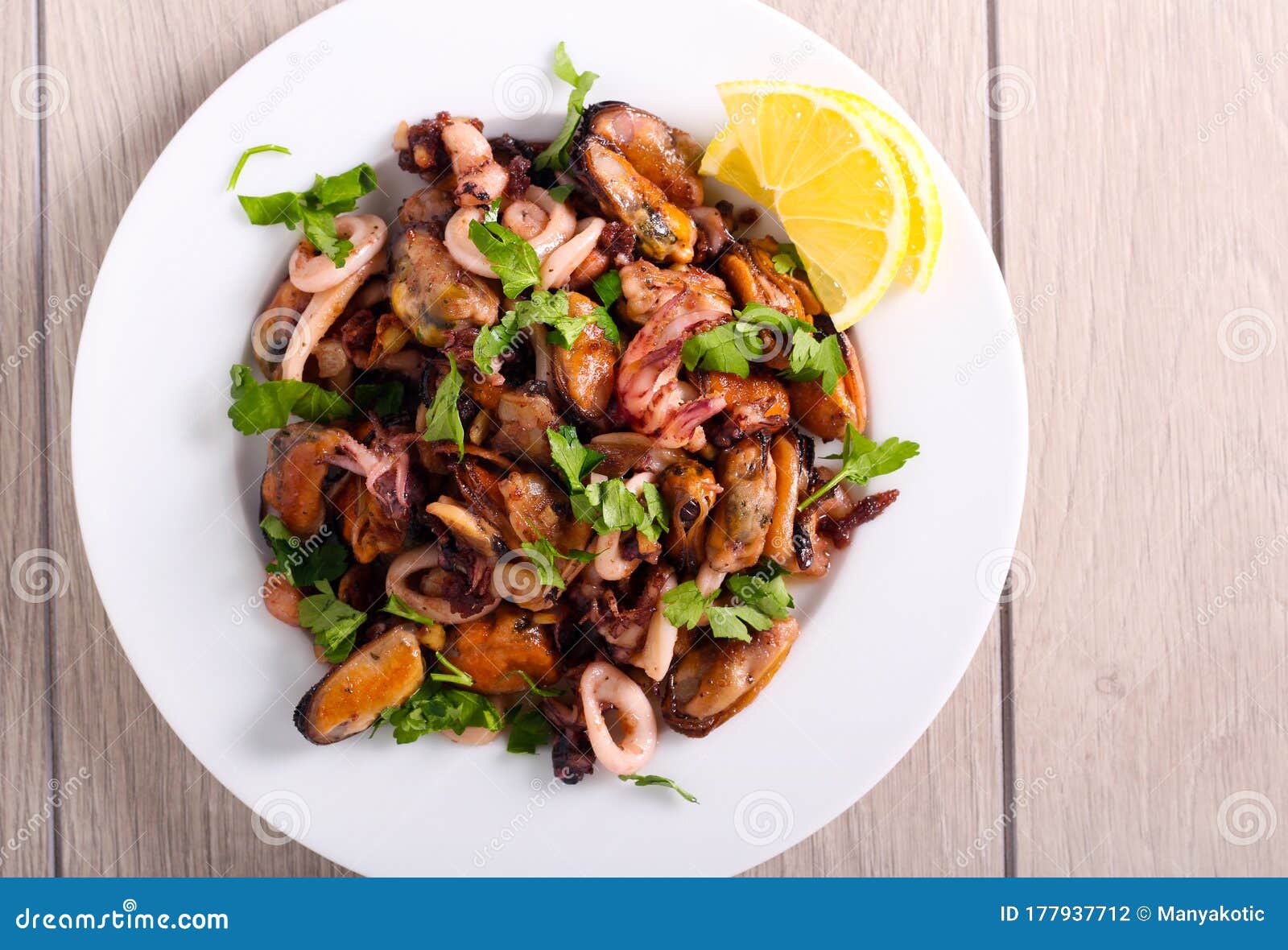 Seafood Mix Stir Fry, Served Stock Photo - Image of stir, dinner: 177937712